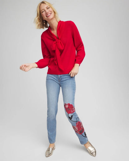Placed Floral Girlfriend Slim Ankle Jeans - Chico's