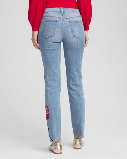 Placed Floral Girlfriend Slim Ankle Jeans - Chico's