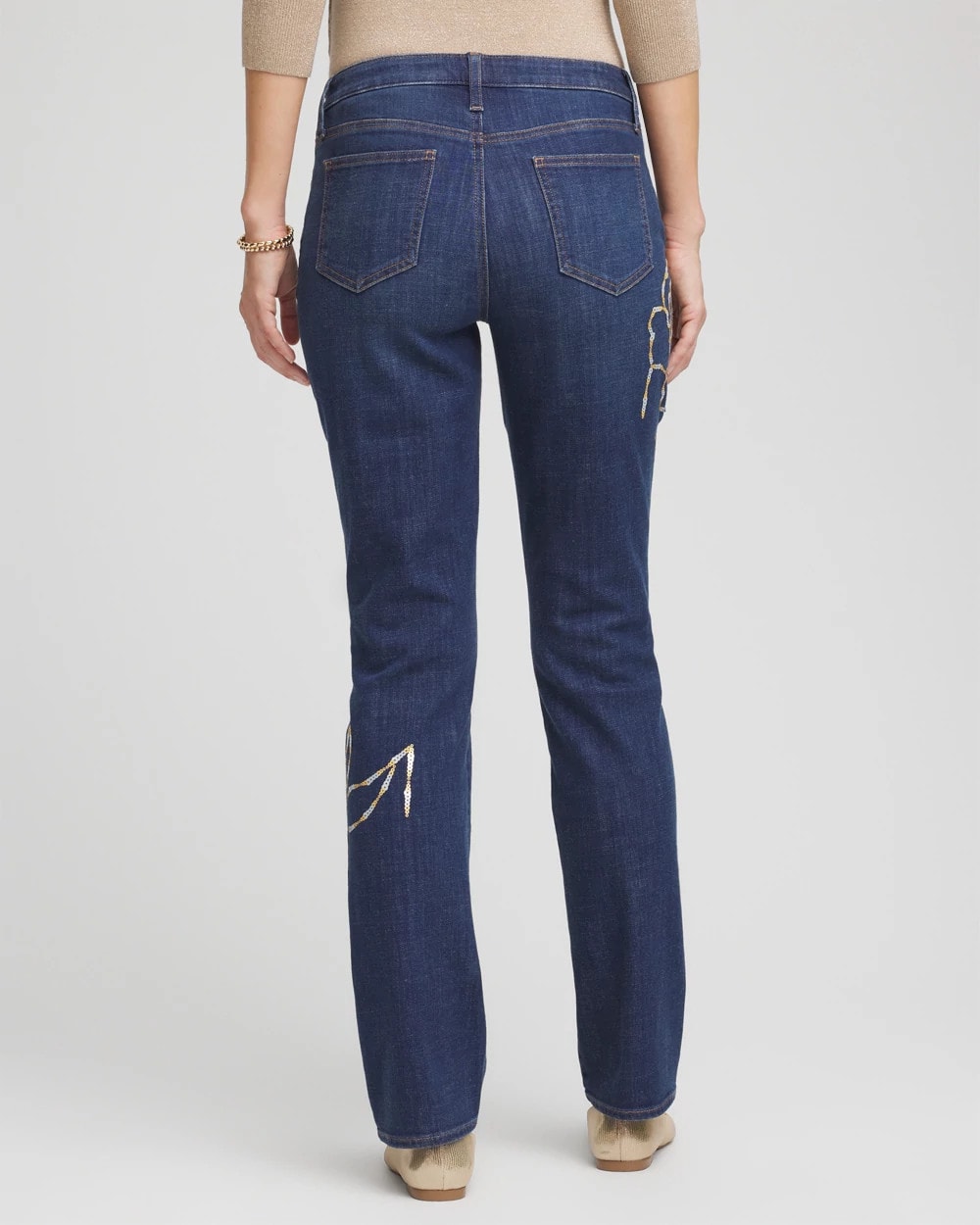 Sequins Rose Girlfriend Slim-Leg Jeans - Chico's